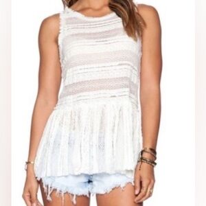 Free People Intimately White Lacy Tank Top Size S
